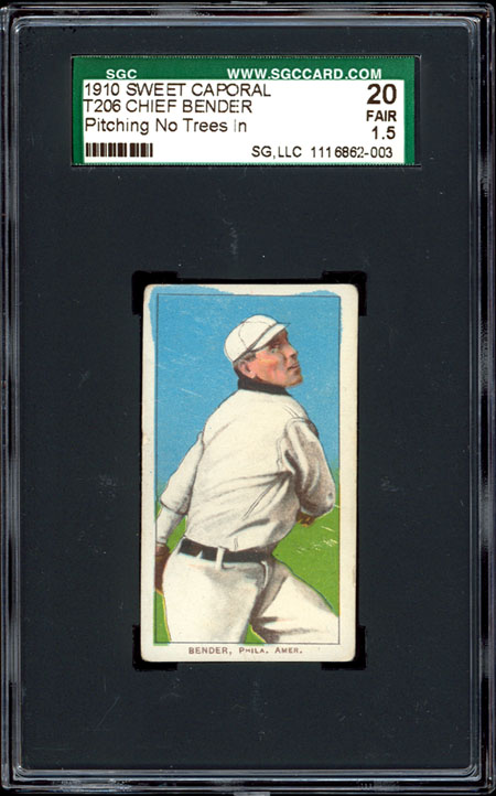 1909 11 T206 Chief Bender Color Variation SGC 20  