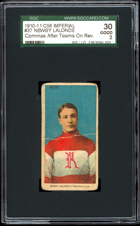 1910 11 C56 Imperial Tobacco #37 Newsy Lalonde SGC 30 RARE VARIATION 