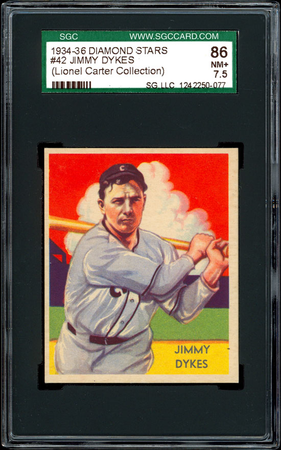 1934 36 Diamond Stars 42 Jimmy Dykes SGC 86 Near Mint