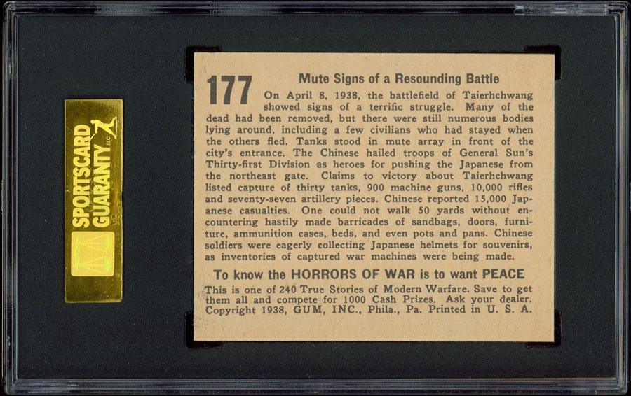 1938 Gum Inc. Horrors of War #177 Mute Signs SGC 84  