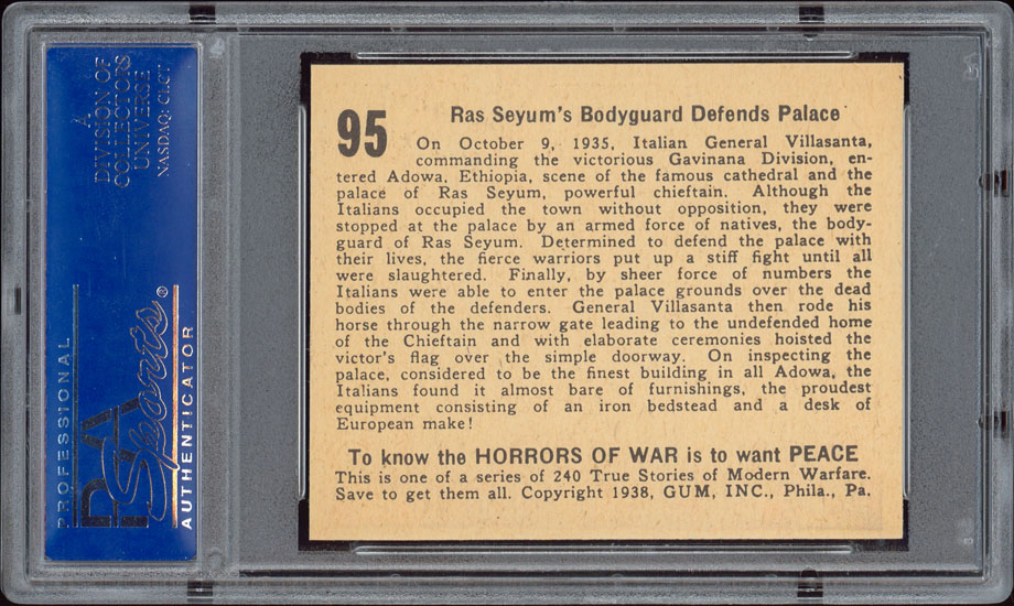 1938 Gum Inc. Horrors of War #95 Ras Seyums PSA 8  