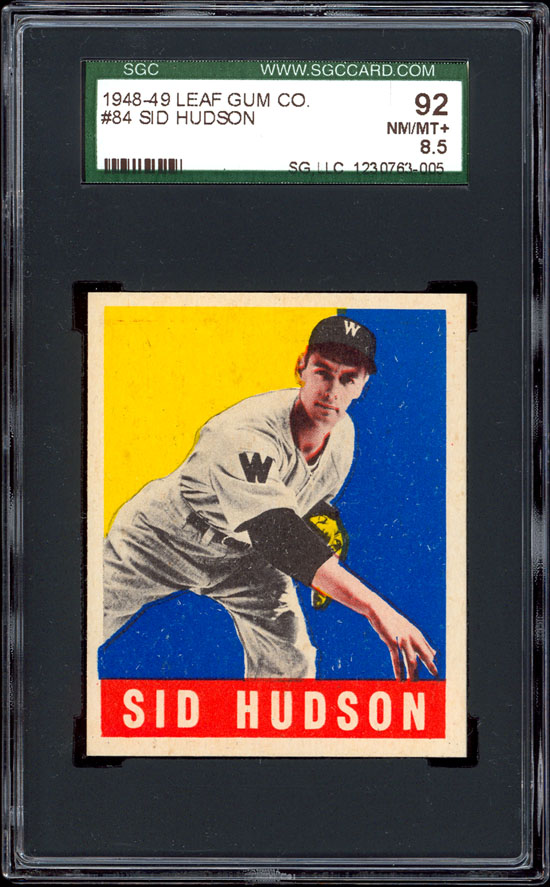 1948 49 leaf gum 84 sid hudson graded sgc 92 nm mt+ c ondition d 