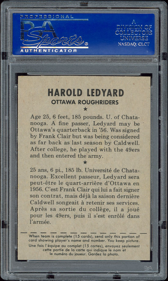 1956 Shredded Wheat CFL 8g Hal Ledyard PSA 9 Mint