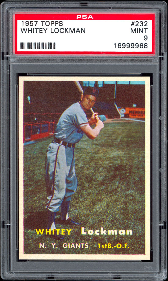 1957 Topps #232 Whitey Lockman PSA 9 MINT  