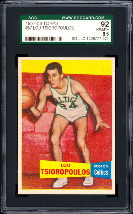 1957 58 Topps #57 Lou Tsioropoulos SGC 92 NM/MT+  