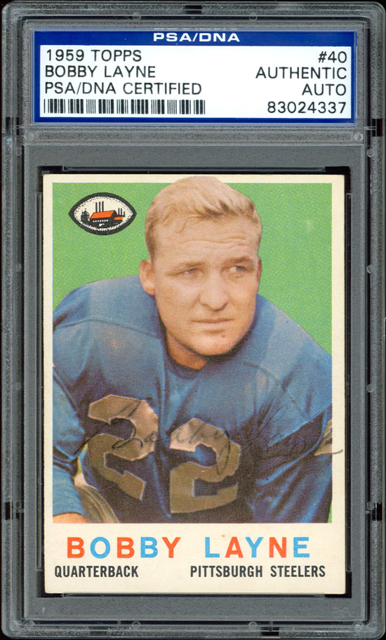 1959 Topps #40 Bobby Layne Autographed PSA/DNA  