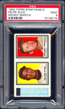 1962 Topps Stamps Felipe Alou & Mickey Mantle PSA 9  