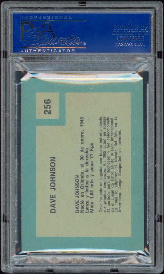 1967 Venezuelan Topps 256 Davey Johnson PSA 8 Pop 1