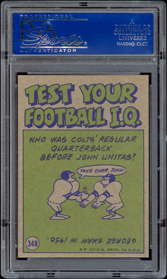 1972 Topps #348 George Blanda Pro Action PSA 10 POP 2  