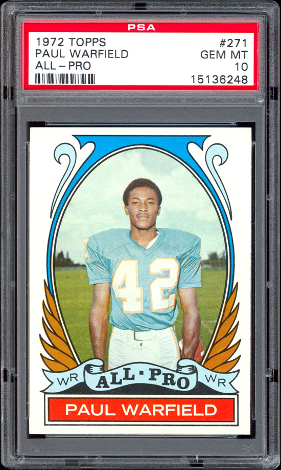 1972 topps 271 paul warfield all pro psa 10 c ondition d escription 